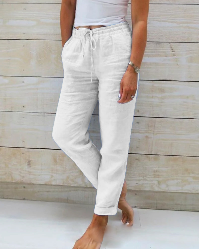 Recka | Damenhose Bequeme Freizeithose mit Kordelzug