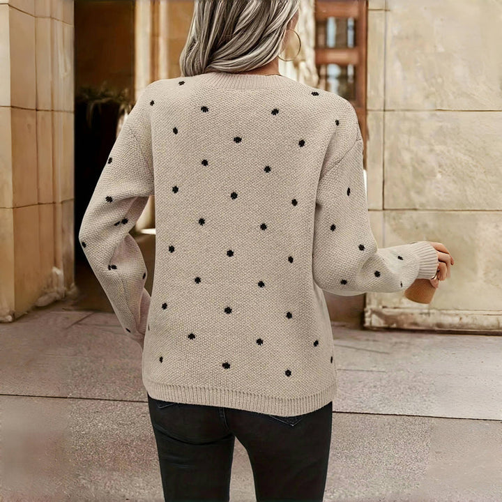 Alma | Damenpullover mit Rundhalsausschnitt und Polka-Dots für den Herbst