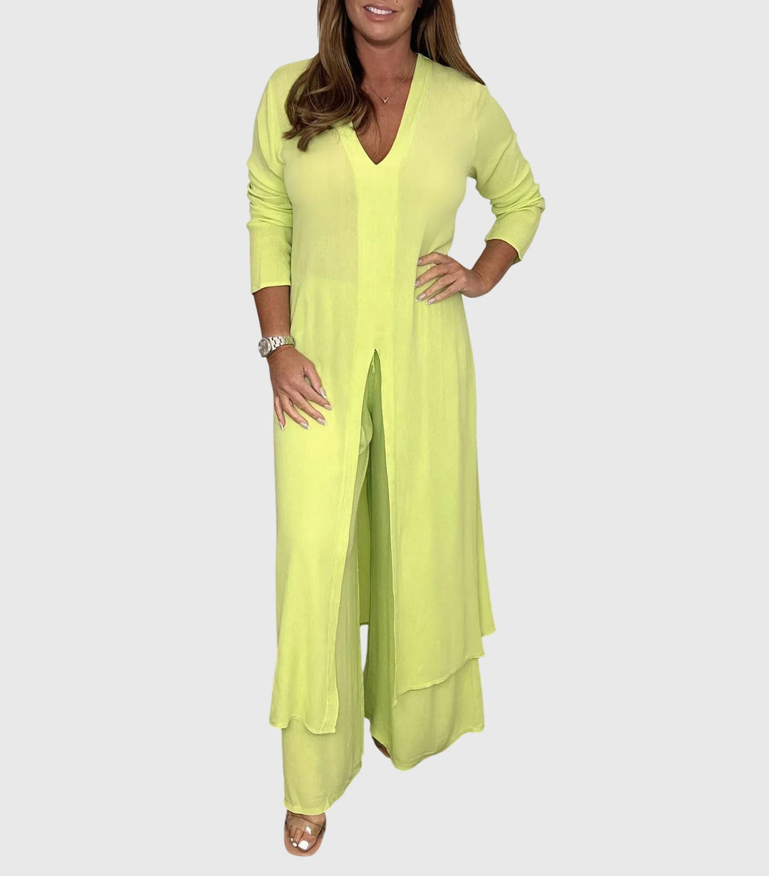 Citra | Damen Zweiteiler Longbluse und Weite Hose Set Elegant