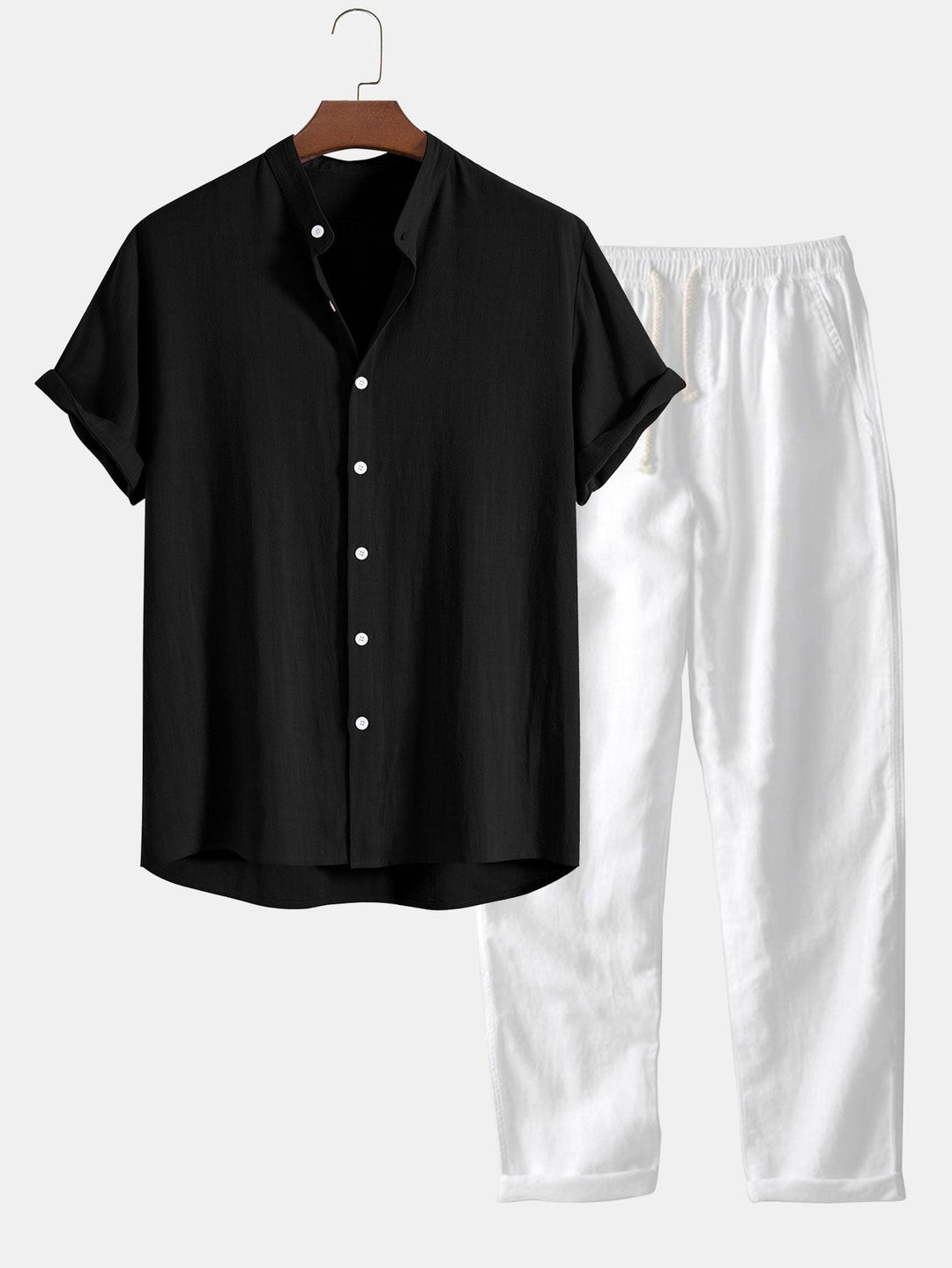 Dante | Herren Sommer Set Stehkragen Hemd und Hose optik