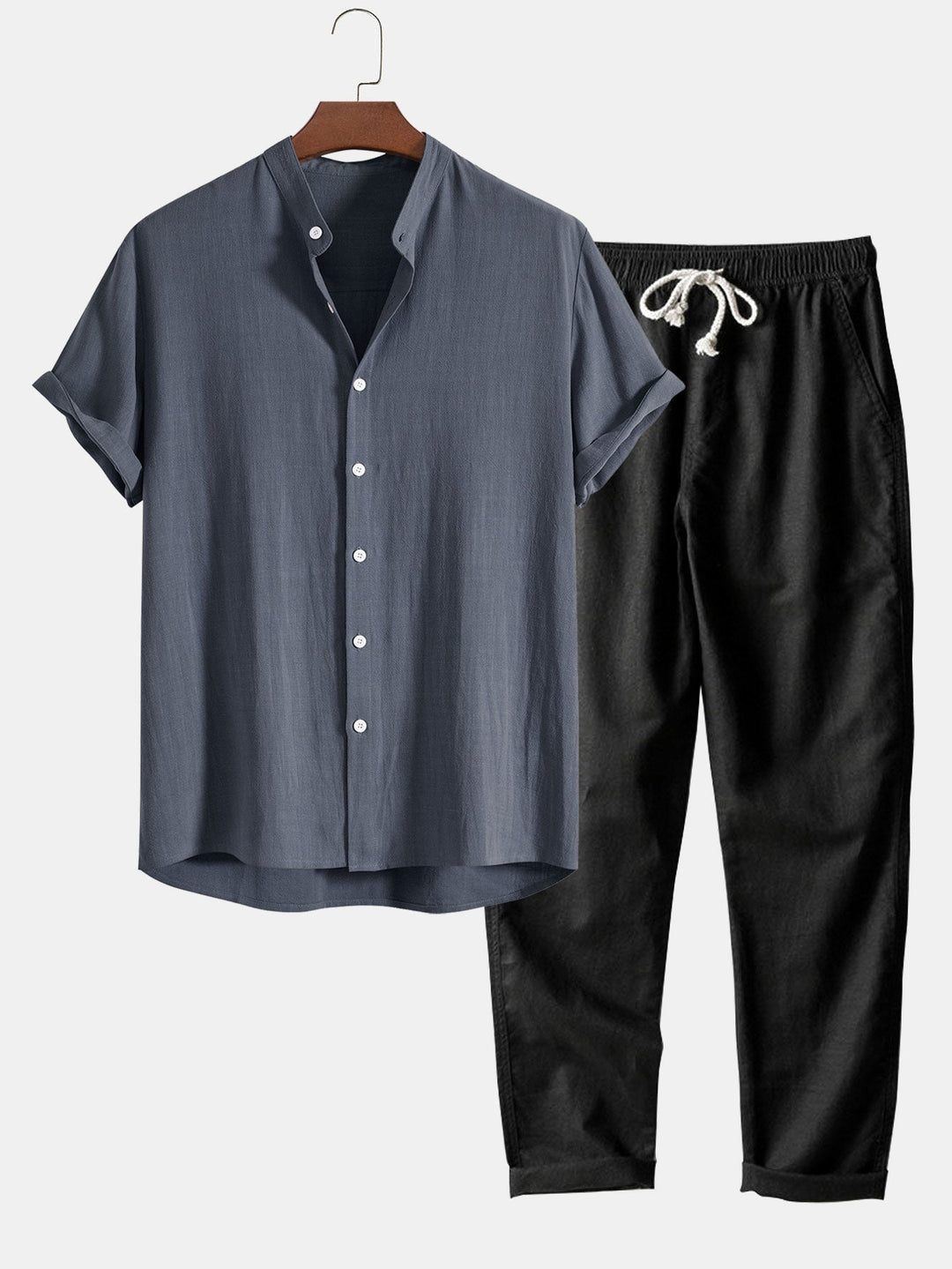 Dante | Herren Sommer Set Stehkragen Hemd und Hose optik