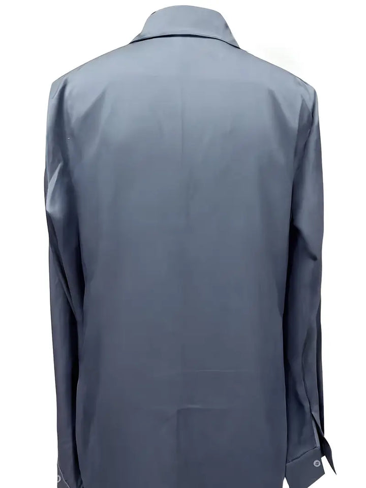 Stella | Damen Satin Bluse Langarm V-Ausschnitt Elegant