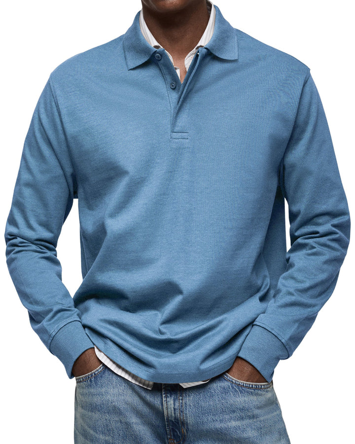 Ben | Herren Rugby Polo Sweatshirt Langarm Polokragen Anthrazit