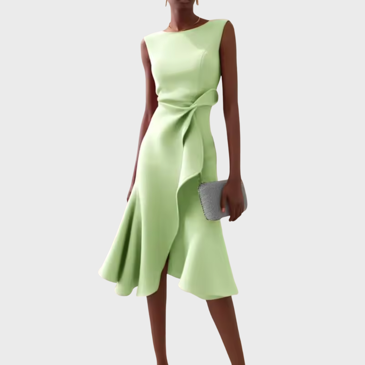 Serena | Damen Midi-Kleid ärmellos asymmetrischer Saum