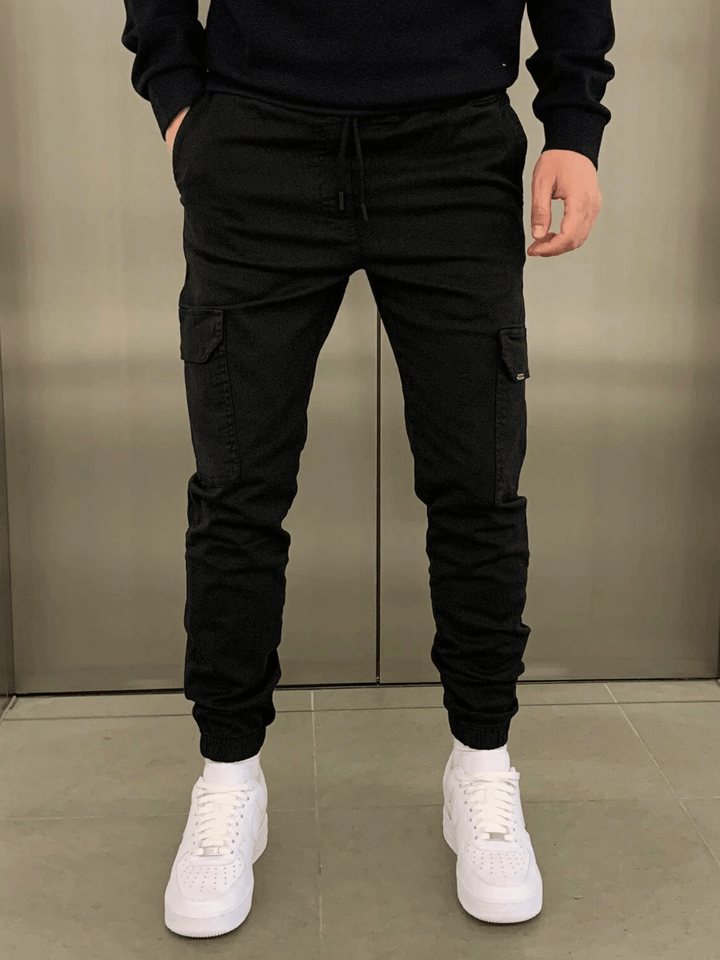 Mico | Herren Cargo Jogger Slim Fit Tunnelzug Seitentaschen