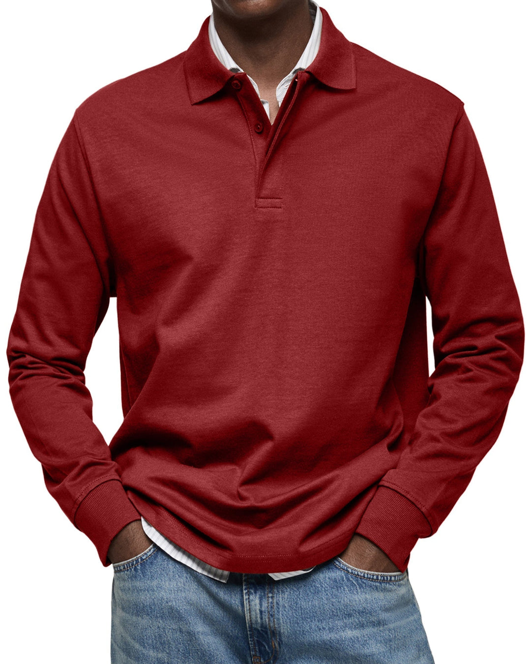 Ben | Herren Rugby Polo Sweatshirt Langarm Polokragen Anthrazit