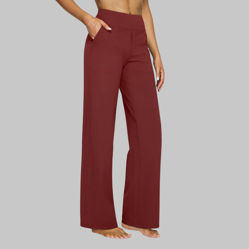 Olla | Damen Highwaist Weite Hose Stretch Freizeithose mit Taschen