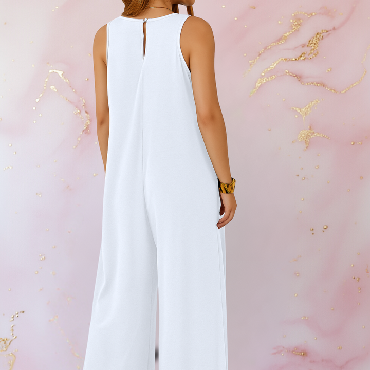 Annita | Damen Jumpsuit Ärmellos V-Ausschnitt Wide Leg