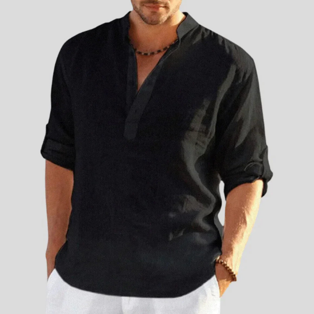 Sed | Herren hemd V-Ausschnitt Henley Kurzarm Casual