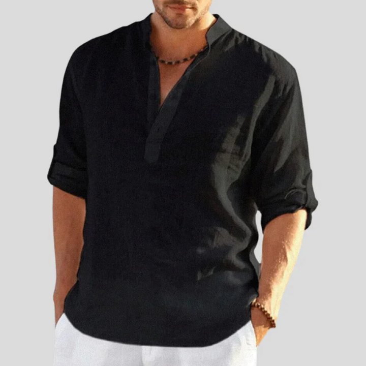Sed | Herren hemd V-Ausschnitt Henley Kurzarm Casual