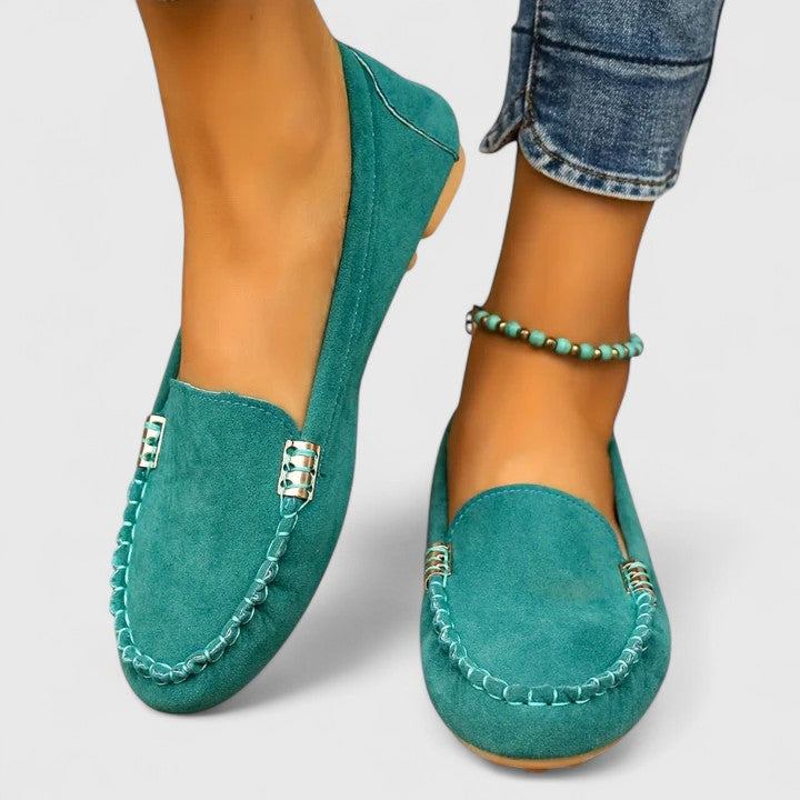Rubie | Damen Loafer Velours Slip-On Flache Schuhe Freizeitschuh