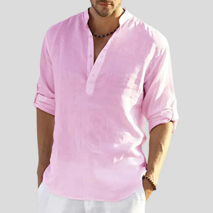 Sed | Herren hemd V-Ausschnitt Henley Kurzarm Casual