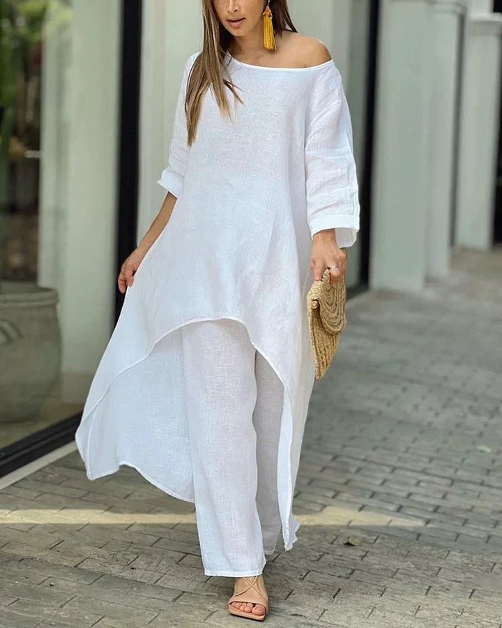 Aspen | Damen Set 2-teilig Longtunika Weite Hose Sommer