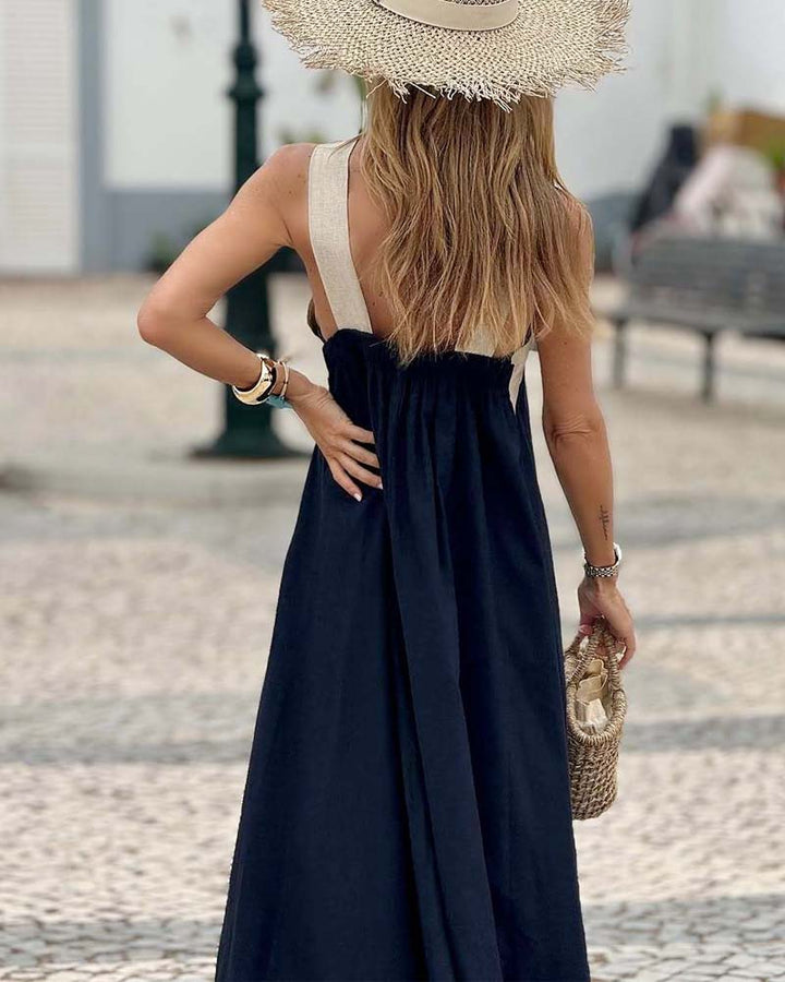 Vera | Damen Maxikleid Neckholder Überkreuzter Ausschnitt Fließend Sommerkleid