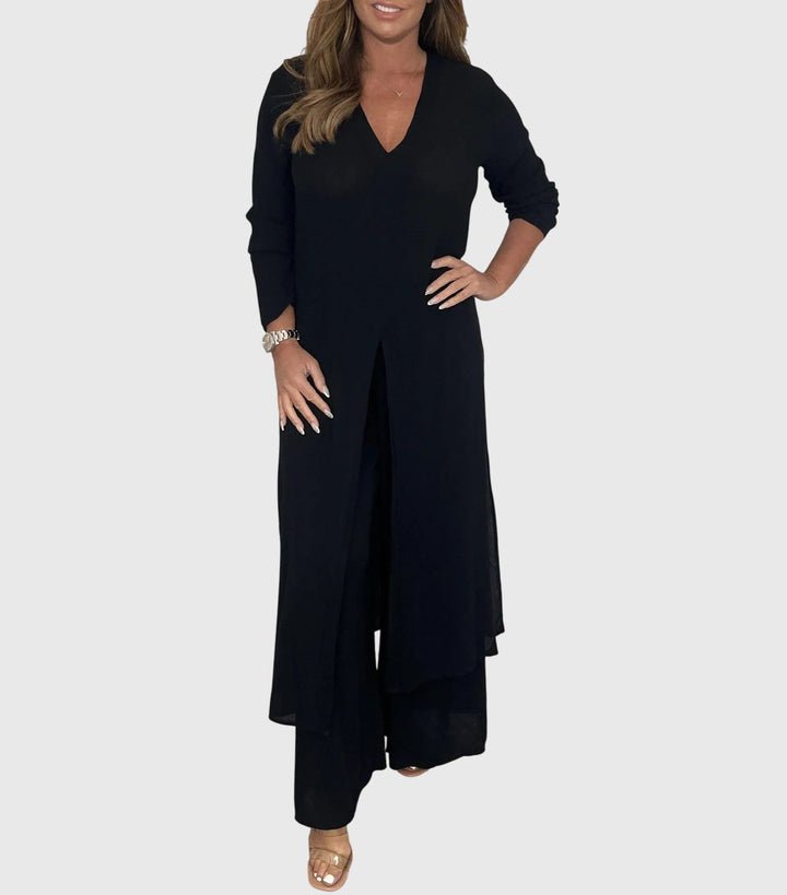 Citra | Damen Zweiteiler Longbluse und Weite Hose Set Elegant