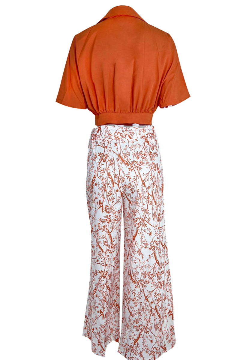 Chloe | Damen Zweiteiler Bluse Blumenrock Palazzo Set