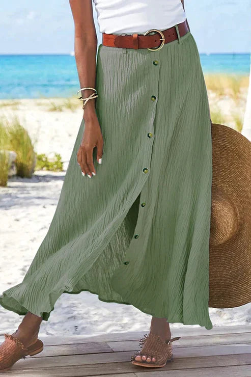 Vera | Damen Maxirock High Waist Knopfleiste Sommerrock Lang