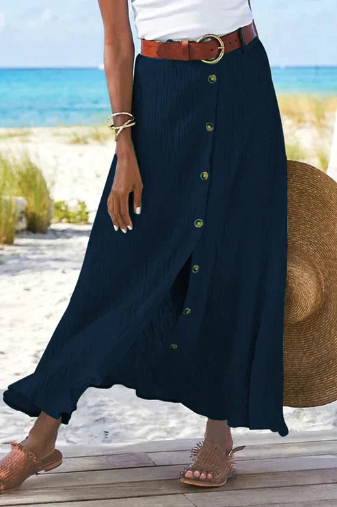 Vera | Damen Maxirock High Waist Knopfleiste Sommerrock Lang