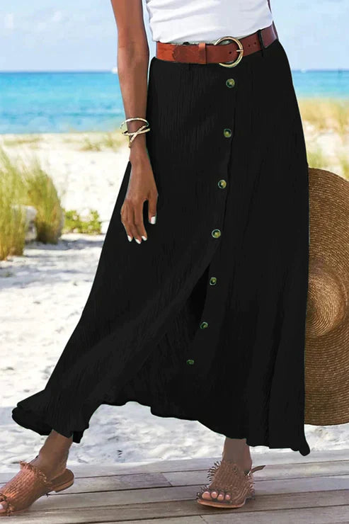 Vera | Damen Maxirock High Waist Knopfleiste Sommerrock Lang