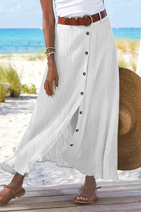 Vera | Damen Maxirock High Waist Knopfleiste Sommerrock Lang