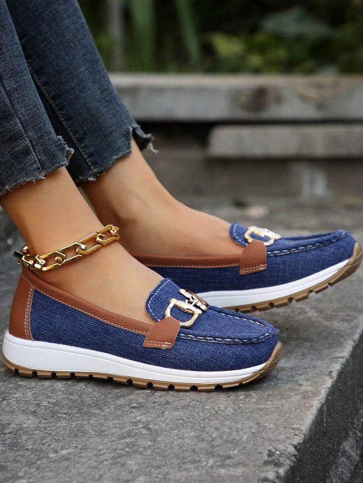 Nova | Damen Loafer Goldkette Plateau Slip-On Freizeitschuh