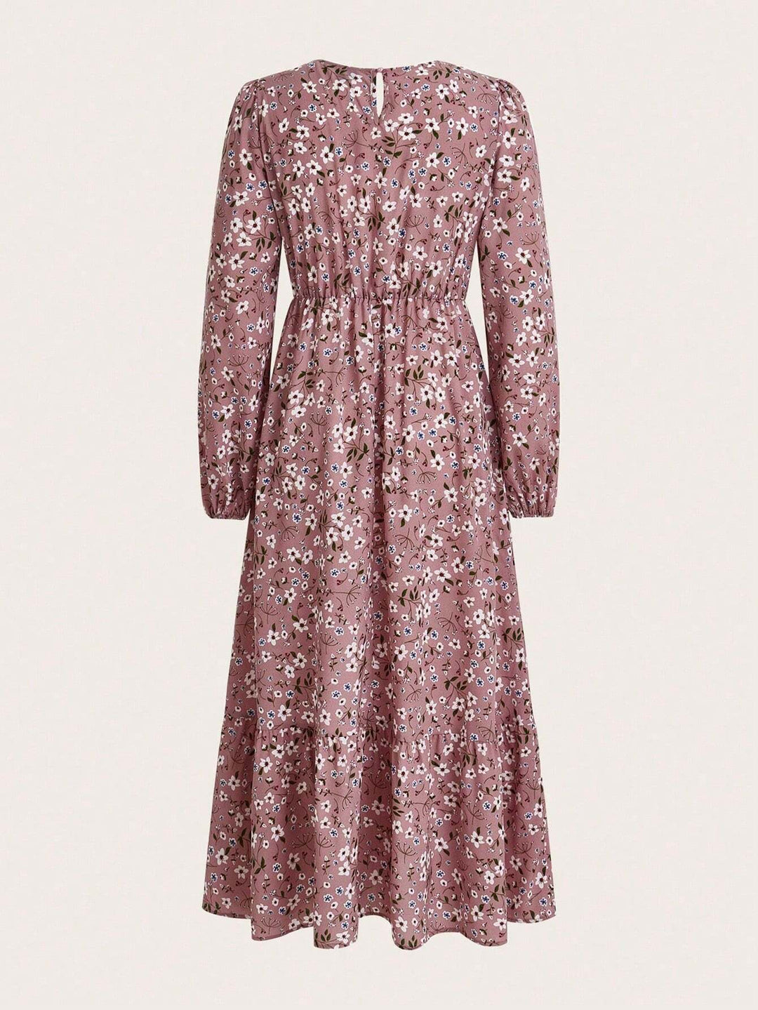 Flora | Damen Maxikleid Langarm Blumenmuster A-Linie Boho Herbstkleid