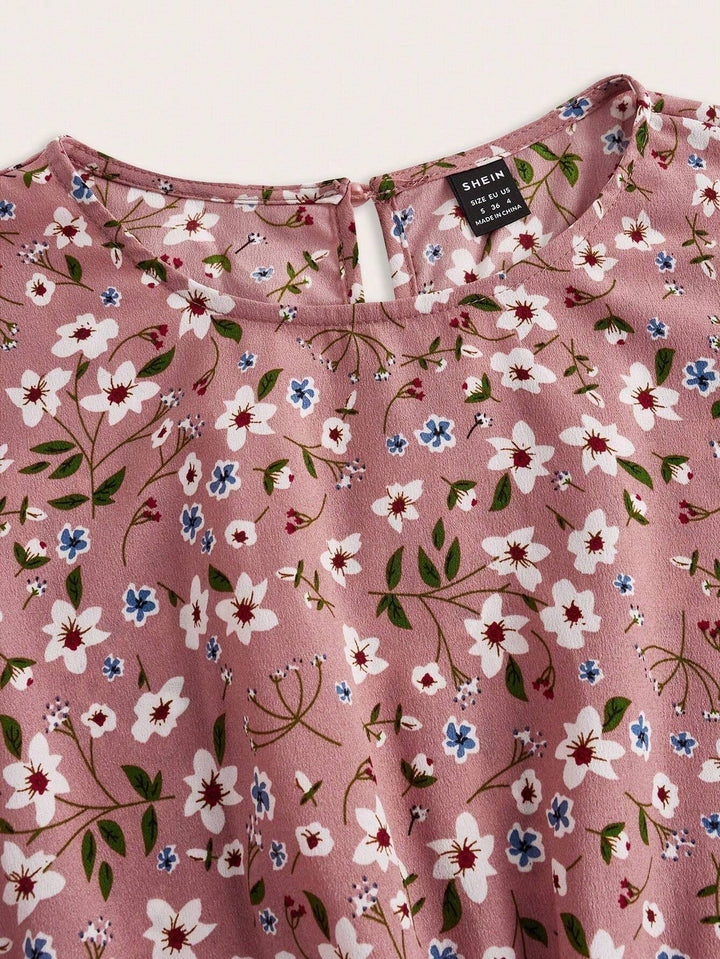 Flora | Damen Maxikleid Langarm Blumenmuster A-Linie Boho Herbstkleid