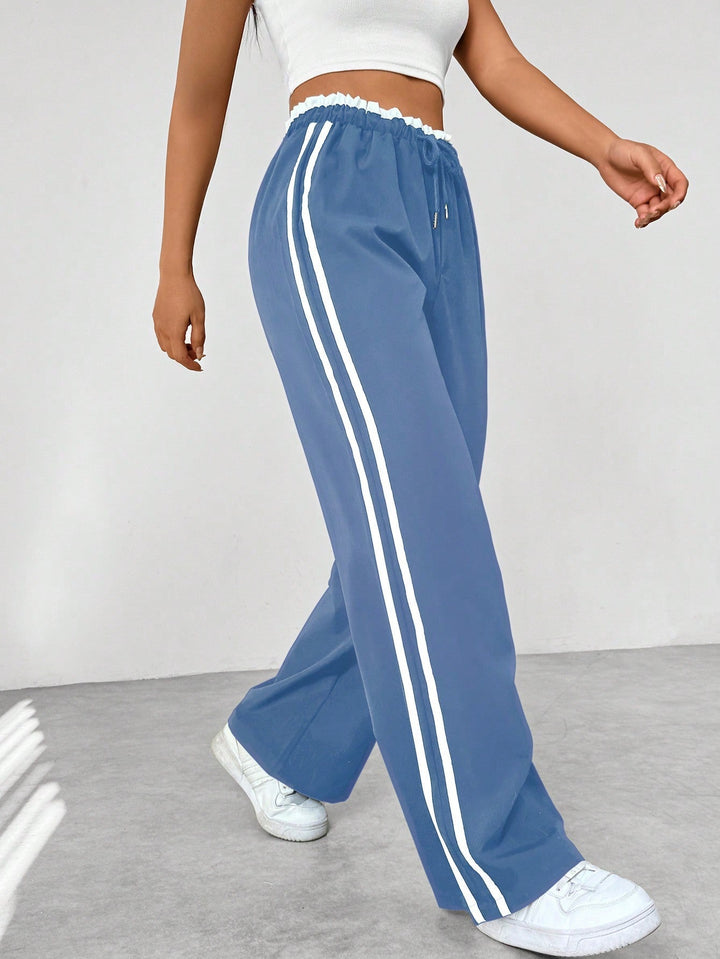 Lara | Damen Jogginghose Wide Leg Seitenstreifen