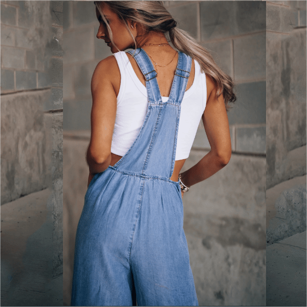 Ramy | Damen Jeans Latzhose Weites Bein Träger Lässig
