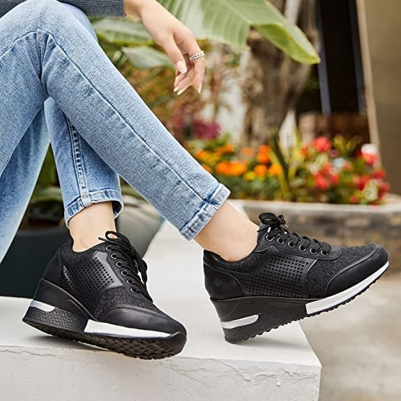 Kidda | Damen Sneaker Keilabsatz Schnürung Komfort Alltag