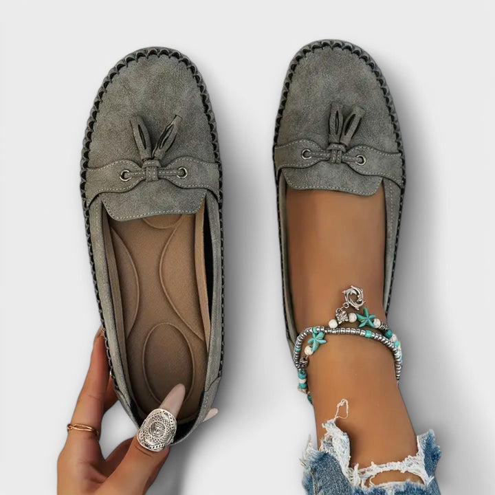 Luna | Damen Mokassin Loafer Flach mit Quaste Wildleder