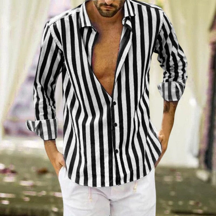 Marc | Herren Streifenhemd Langarm Slim Fit Freizeithemd