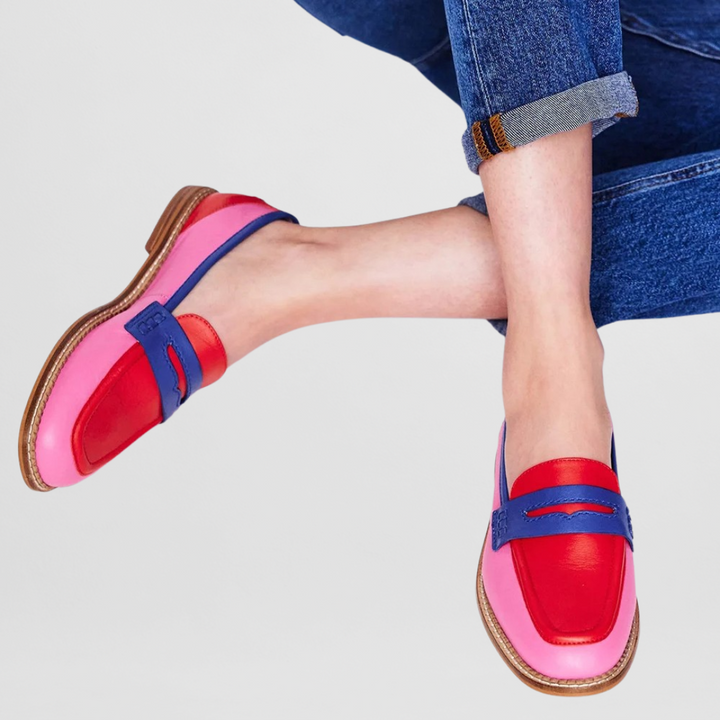 Clara | Damen Loafer Blockfarben Flache Slipper Bunt