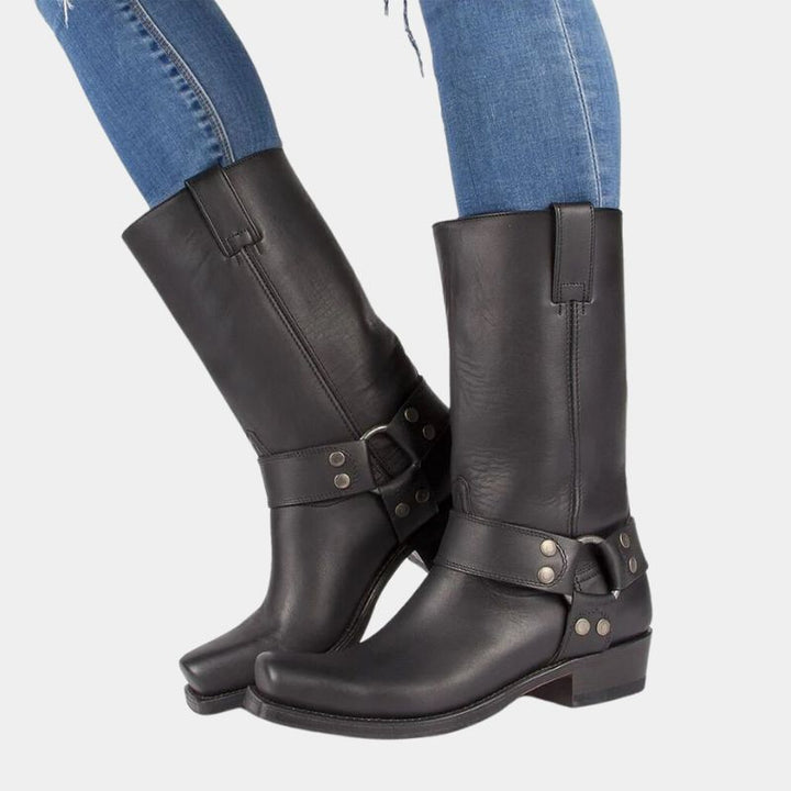 Ranger | Damen Cowboystiefel Leder Western Biker Stiefel
