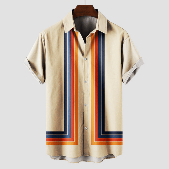 Rio | Herren Retro Kurzarmhemd Freizeithemd mit Streifenmuster