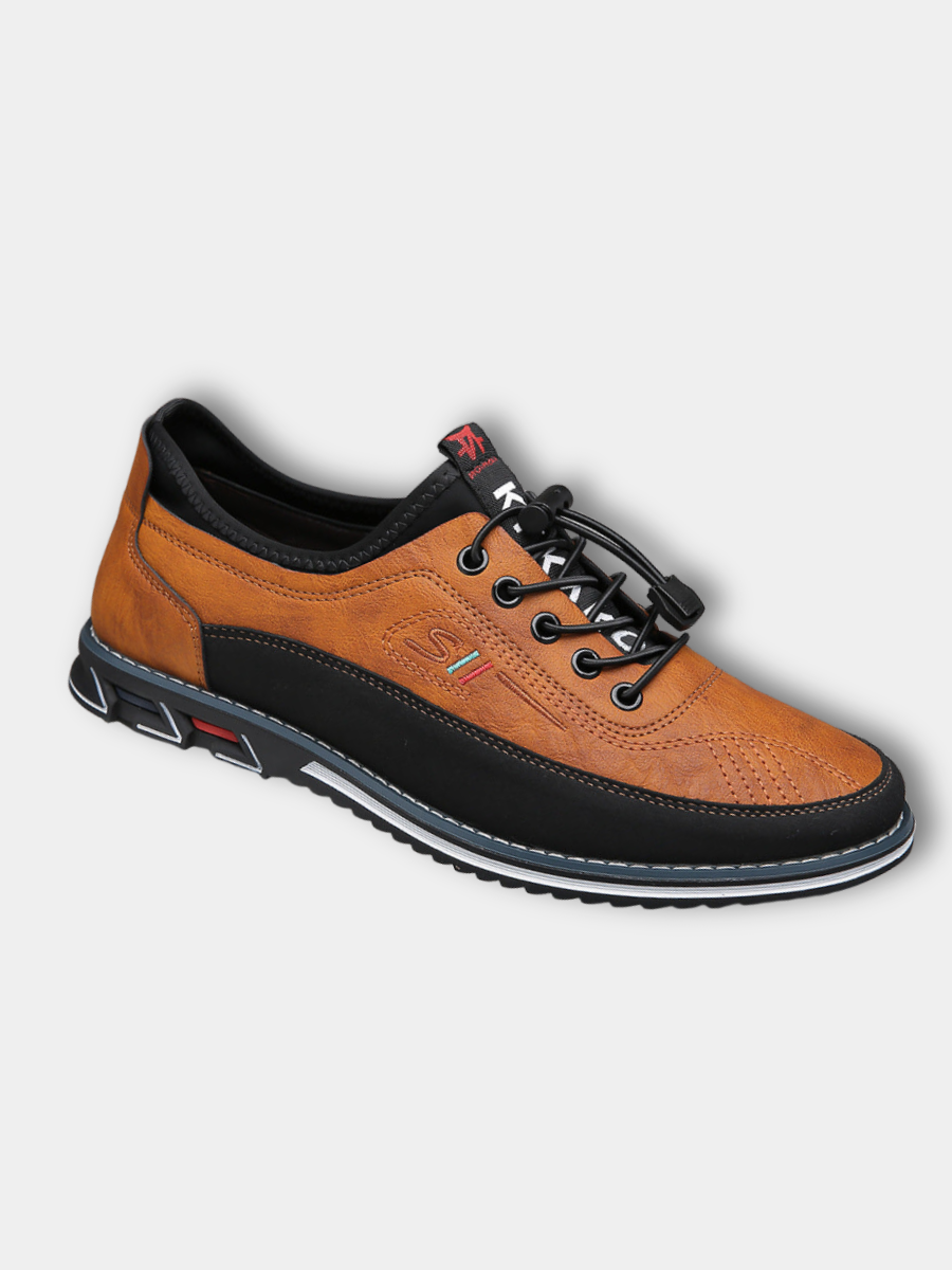 Joost | Herren Leder Sneaker Schnürung Kontrastsohle Cognac