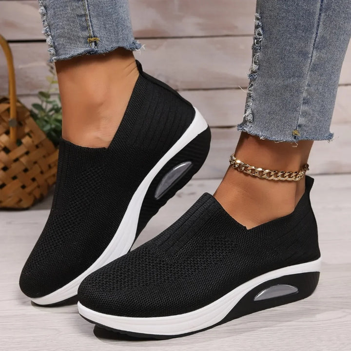 Sofia | Damen Slip-On Sneaker Keilsohle Mesh Freizeitschuhe