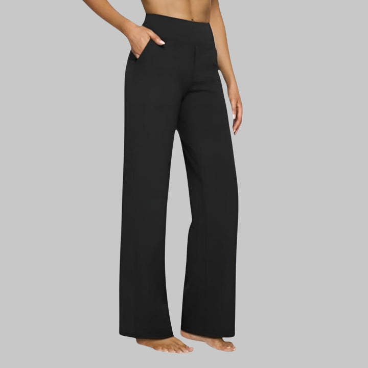 Olla | Damen Highwaist Weite Hose Stretch Freizeithose mit Taschen