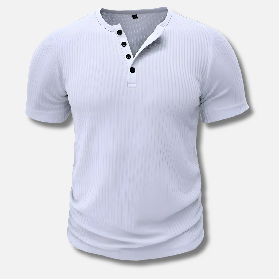 Dean | Herren Henley T-Shirt Kurzarm Slim Fit Geripptes Shirt