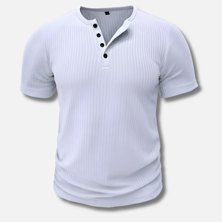 Dean | Herren Henley T-Shirt Kurzarm Slim Fit Geripptes Shirt