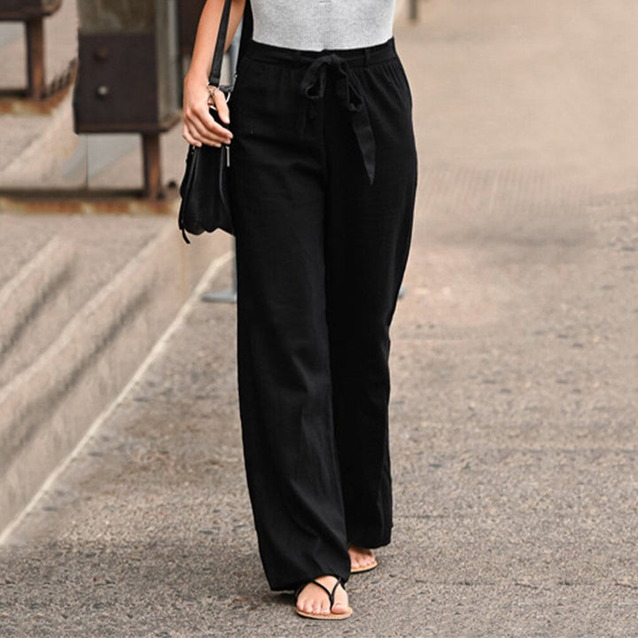 Lea | Damen Hose Weit High Waist Bindegürtel Sommer
