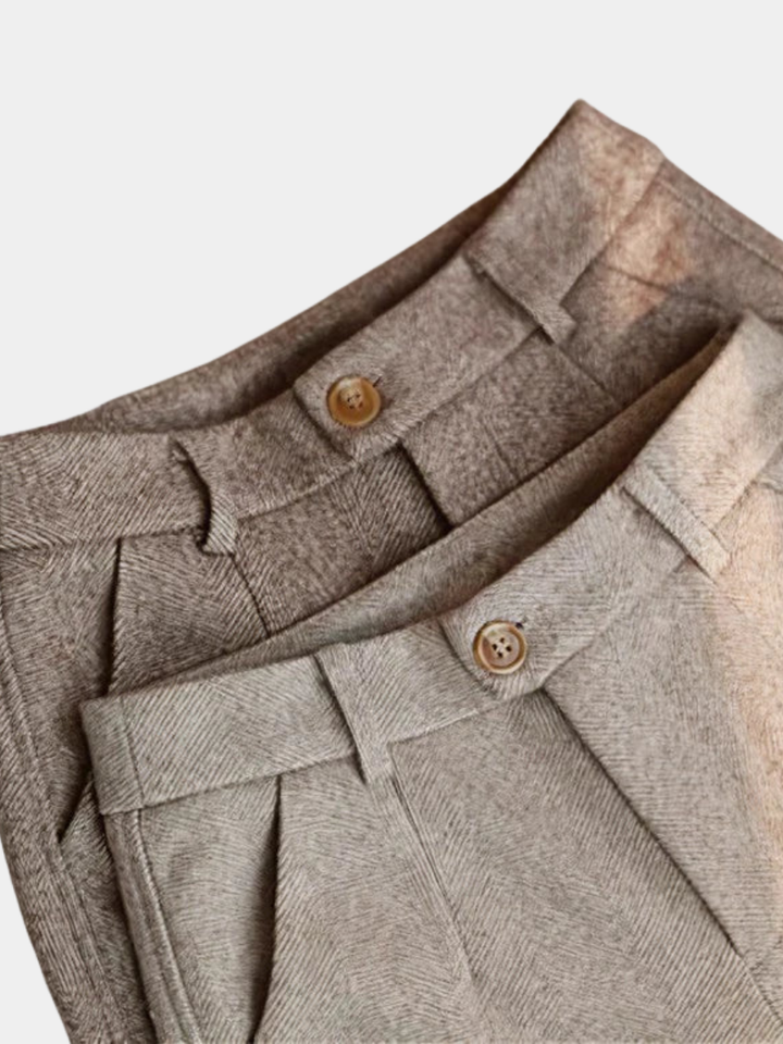 Vela | Damen Hose Fischgrat Muster Umschlagbund Elegant