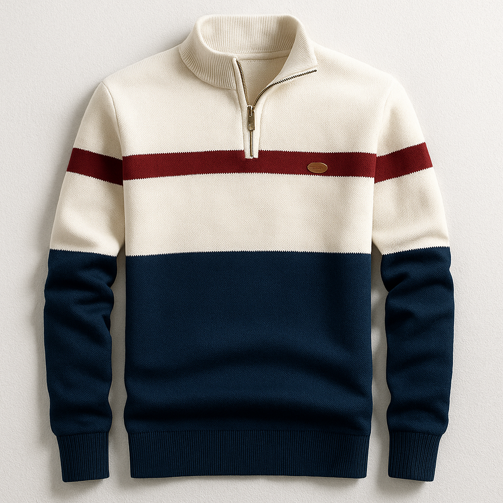 Elton | Herren-Pullover mit halbem Reißverschluss