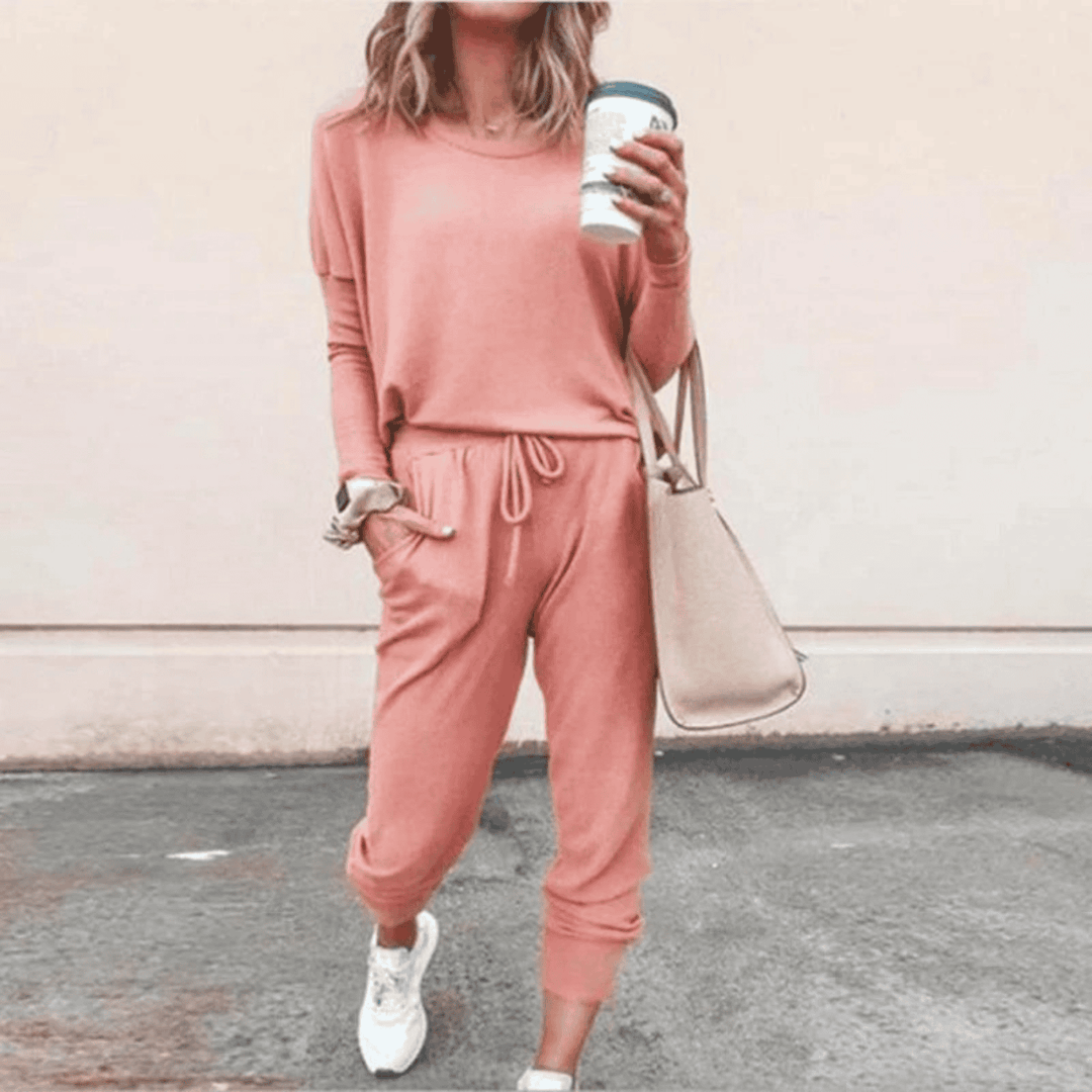 Tara | Damen Jogging Set Zweiteiler Langarm Jogger Hose