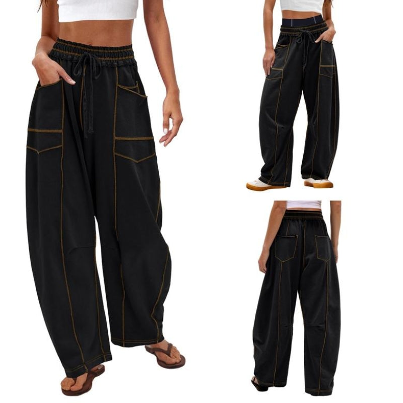 Zara | Damen Cargo Hose Weit High Waist Loose Fit Freizeithose