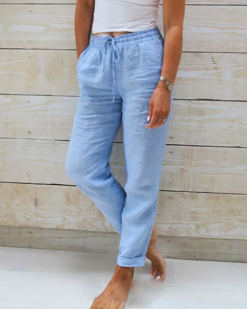 Recka | Damenhose Bequeme Freizeithose mit Kordelzug
