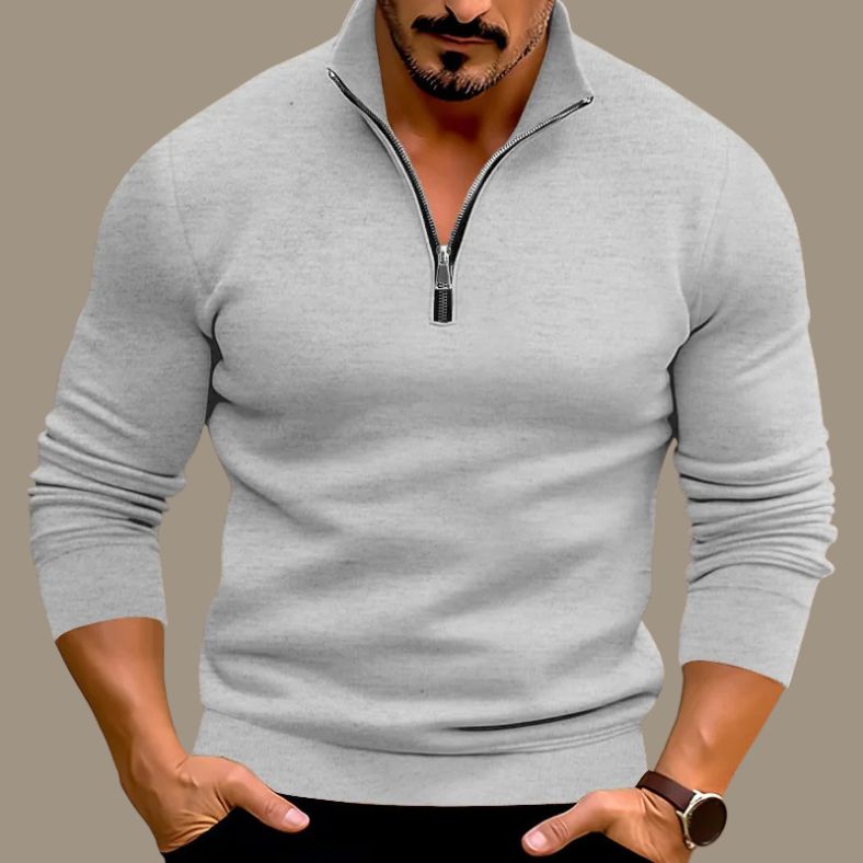 Jekie | Herren Sweatshirt Half-Zip Stehkragen Langarm