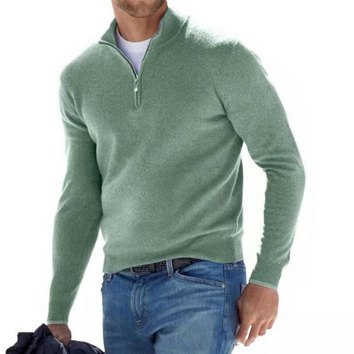 Leon | Herren Troyer Pullover Viertelreißverschluss Strickpullover