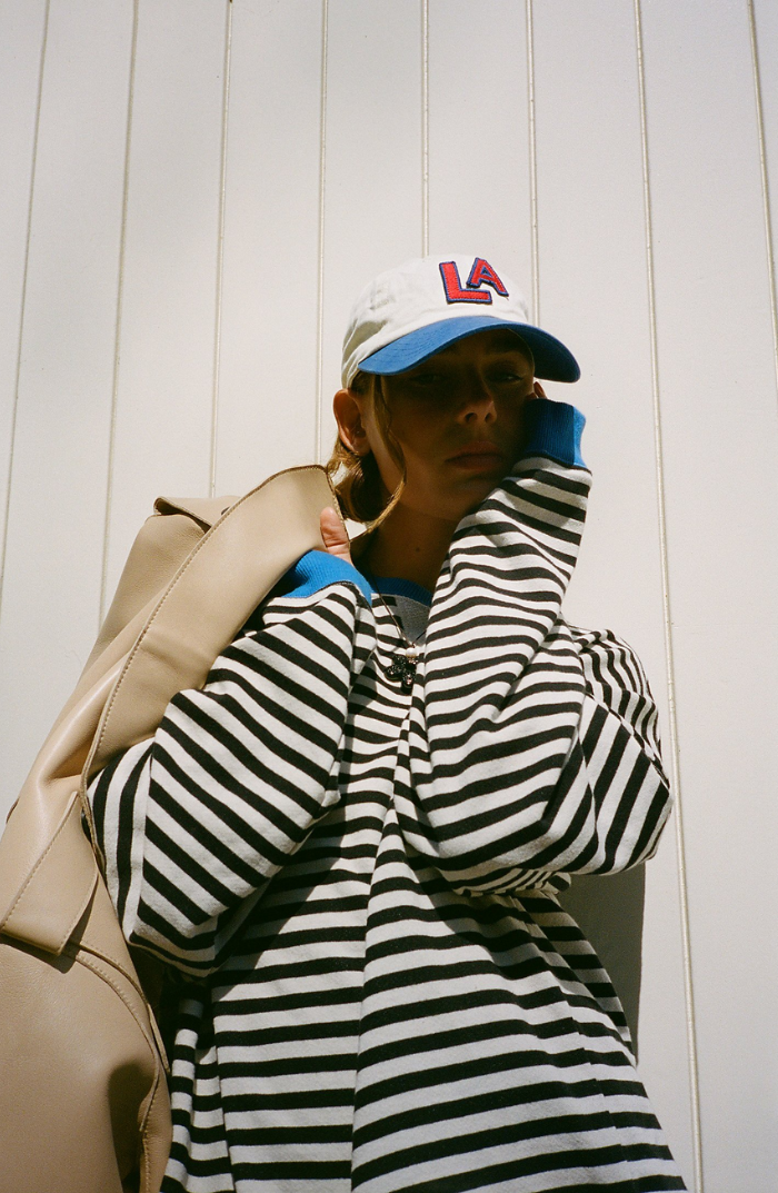 Billie | Damen Übergroß Sweatshirt Gestreift Rundhals Langarm