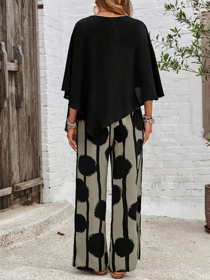 Dina | Damen Set Oversized Top und Weithose Gepunktet